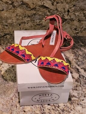 Steve Madden Women's Coral Beaded Ankle-Strap Sandals